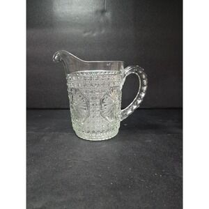 Imperial Glass Co Amelia Clear Pitcher, 18 oz Jug, Pressed Star Pattern, Vintage